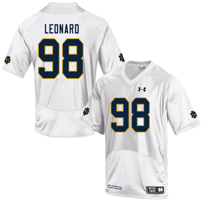 Men's NCAA Notre Dame Fighting Irish #98 Harrison Leonard Stitched College Under Armour Authentic White Football Jersey AQ10A81UX